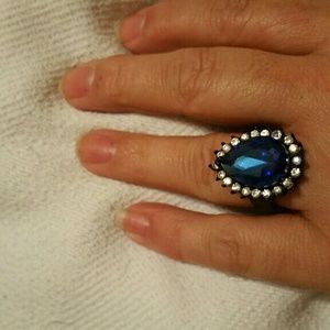 Tranzanite Teardrop Stone, with Black Band