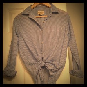 Blue striped button front shirt