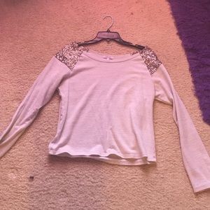 Sequin shoulder sweater