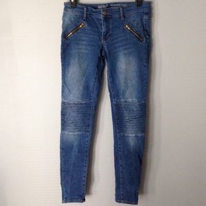 Denim Leggings with Textured Knees