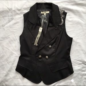 NWT Black Embellished Vest