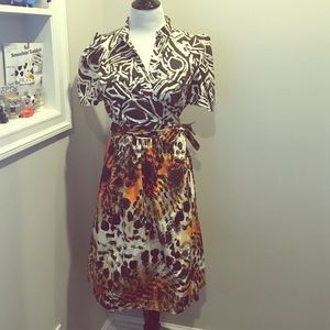 Authentic DVF shirtsleeve safari print wrap dress