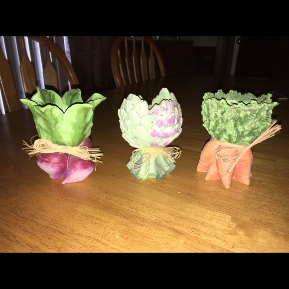 Kitchen Decor- set of 3 vegetable candle holders