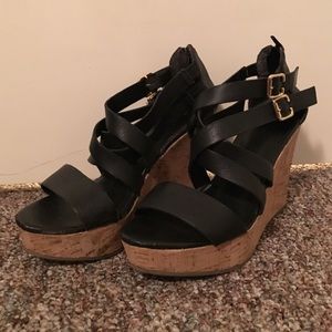 Gap Black Buckled Wedge