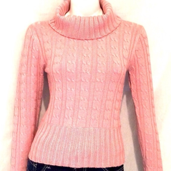 Sele Pink Long Sleeves Turtleneck Sweater.
