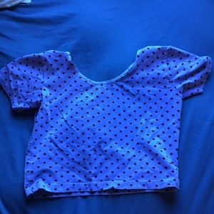 Purple crop top w/ black polka dots