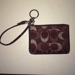 Coach ID Wristlet: Deep Red Signature W/ Leather