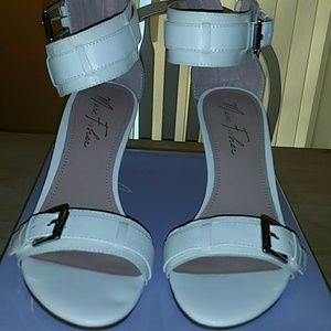 White wedged sandals
