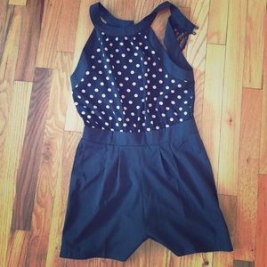 Black and pink polka dot romper