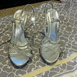 Bakers brand silver prom heels