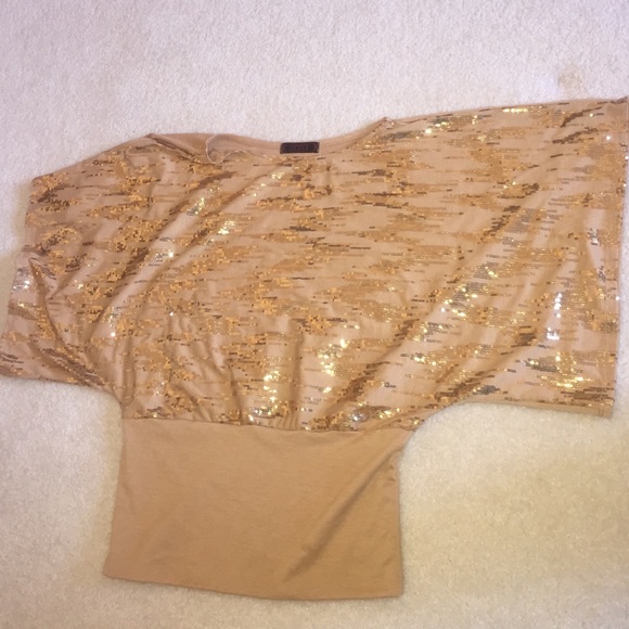 Tan/gold sequin blouse