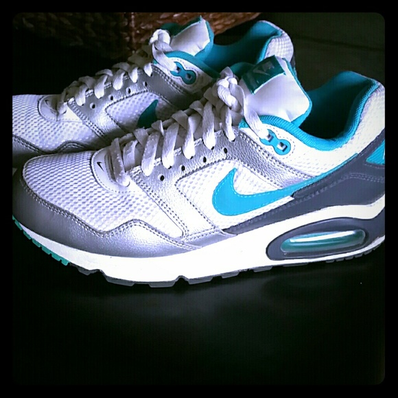 Teal, Gray and White Nike Air Max Shoes