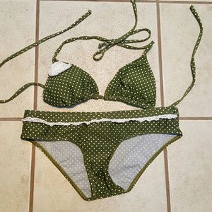 Forest Green Polka Dot Bikini Set