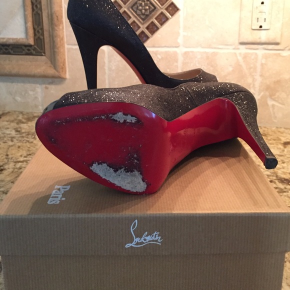 NEW $850 Christian Louboutin Very Prive 120 Peep Toe Blue  Christian Louboutin Hyper Prive 120 Glitter sz 38