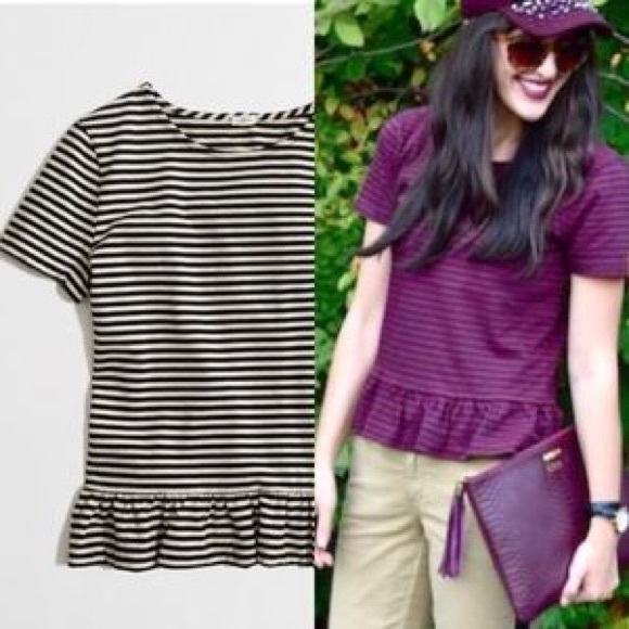 J. Crew Tops - J. Crew Striped Peplum Top
