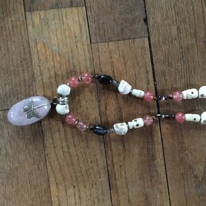 Butterfly rose quartz necklace