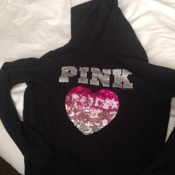 **SOLD**Vs pink bling zip up sweatshirt