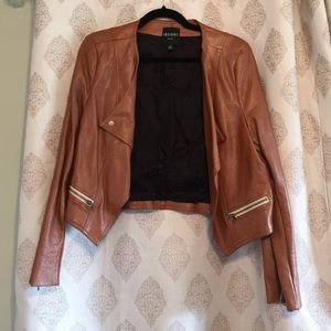 Leather look crop jacket
