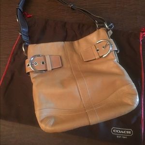 Coach Slim Duffle Tan Leather Cowhide Crossbody