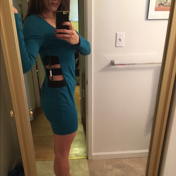 NWT Very Unique Dress in Teal - Picture 3 of 4