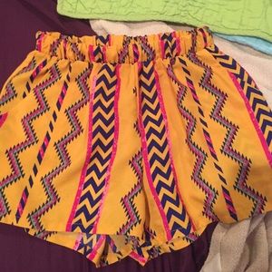 Aztec pattern high waist shorts