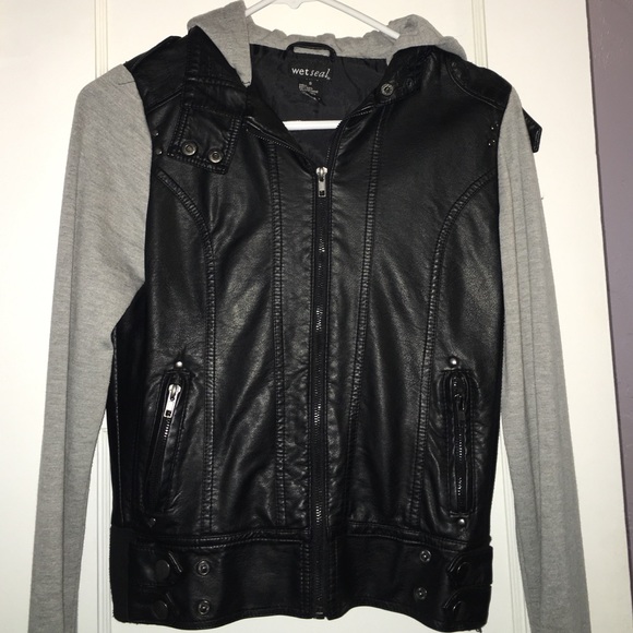 Faux leather vest jacket