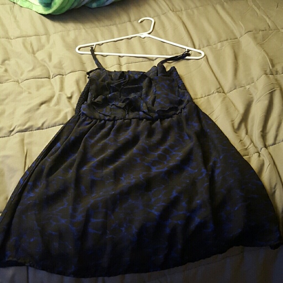 Blue and black cheetah print dress with ruffles - Picture 1 of 1