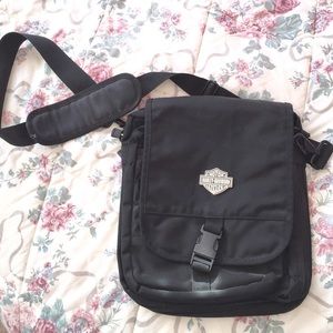 Harley Davidson Black Canvas Messenger Bag