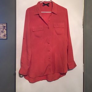 Sheer orange button up