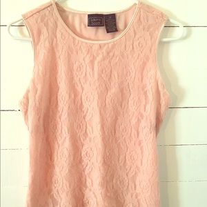 Laura Scott light pink lace tank top