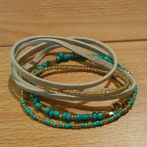 Turquoise and Leather Wrap Bracelet Turquoise and Leather Wrap Bracelet