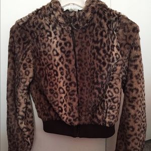 Cheetah print fuzzy jacket