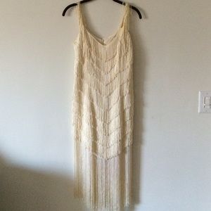 Vintage 80s White Fringe Dress