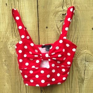 Red Rockabilly Style Crop Top