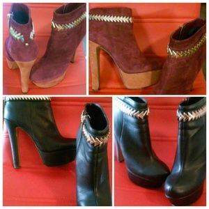 Burberry/orange & black booties