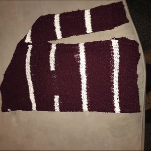 Maroon and white striped sweater
