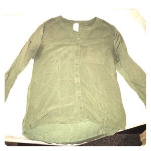 Green long sleeve button up shirt