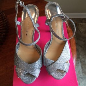 Dazzling silver platform heels!