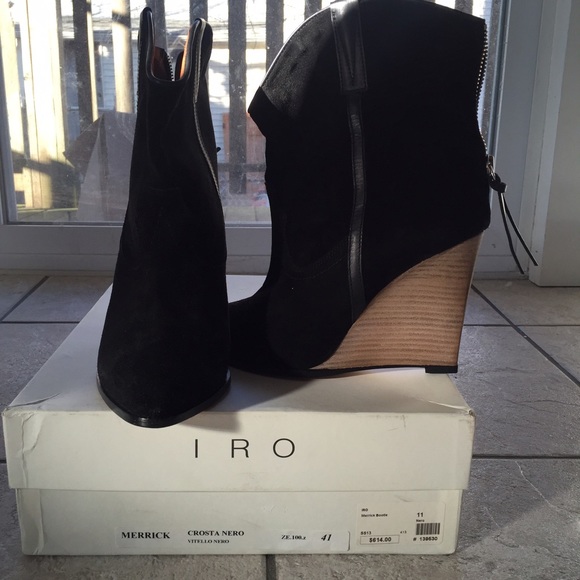 NIB IRO Merrick Wedge Suede Boots sz 41 - Picture 2 of 4