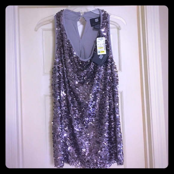 Slouchy Neck Silver Top