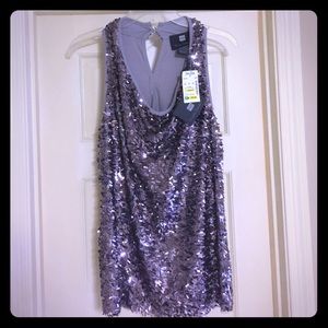 Slouchy Neck Silver Top