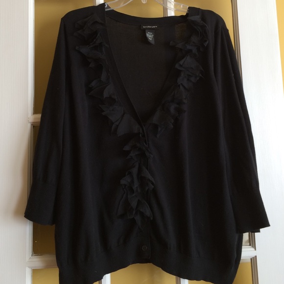 Lane Bryant Black Ruffled Cardigan