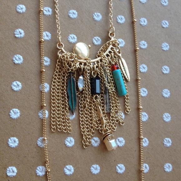 Boho Layered Beaded Chained Necklace - Picture 2 of 4