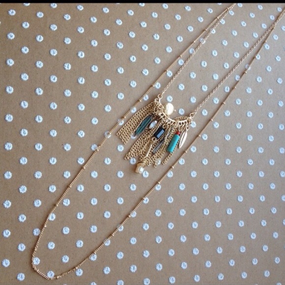 Boho Layered Beaded Chained Necklace - Picture 4 of 4