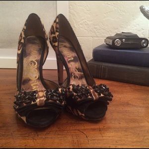 Sam Edelman Lorna Leopard Heel with Spiked Bows!