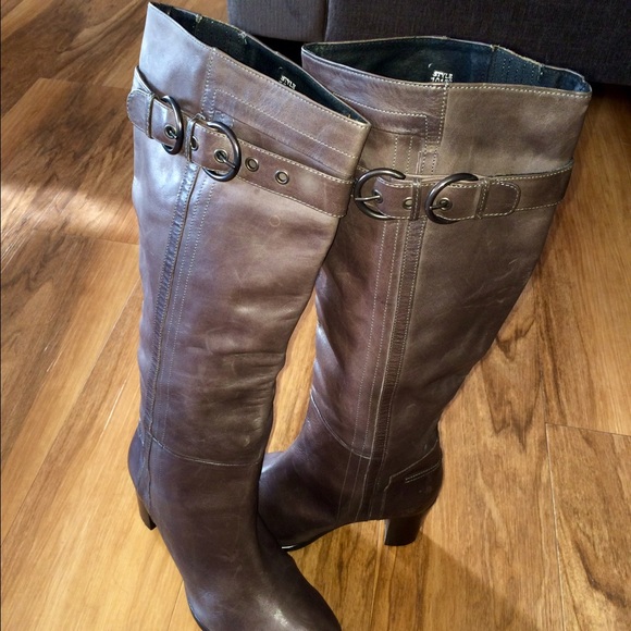 %100 ITALIAN LEATHER GRAY BOOTS made in Italy . - Picture 3 of 4