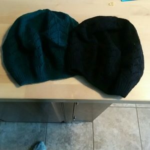 Teal and black berets