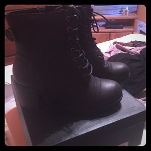 Heeled Combat Boots-NEW