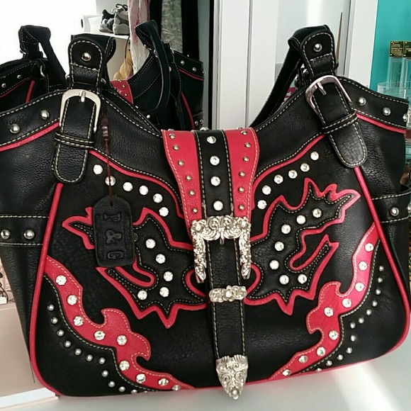 P & G Black & Hot Pink Western Purse