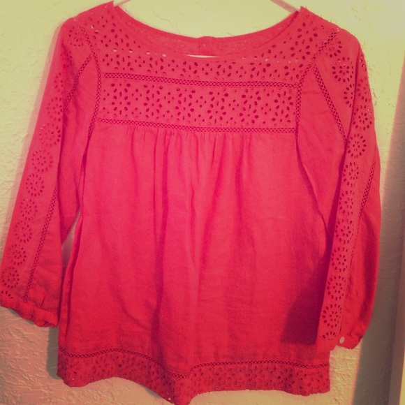 Lacey Pattererned Coral J. Crew Blouse